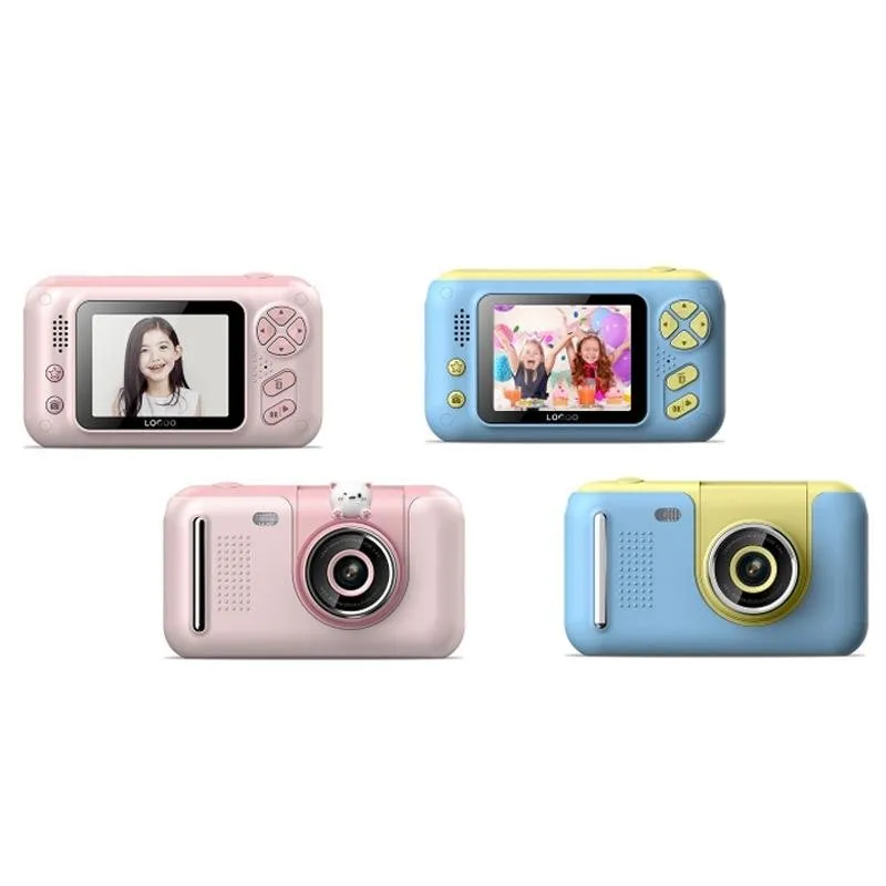 2.4" HD Reversible Kids Camera   16GB Memory Card & Reader | Yellow & Blue