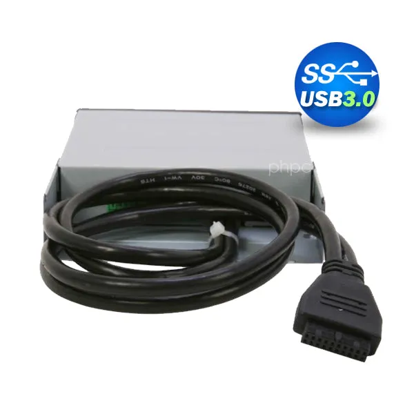 3.5" USB 3.0 All-in-One Internal Card Reader | Full Long Metal | with Front USB | Black