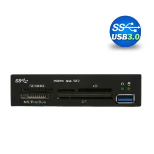 3.5" USB 3.0 All-in-One Internal Card Reader | Full Long Metal | with Front USB | Black