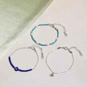Accessorize London Women's Gold Beaded Evil Eye Bracelet Pack Of 3