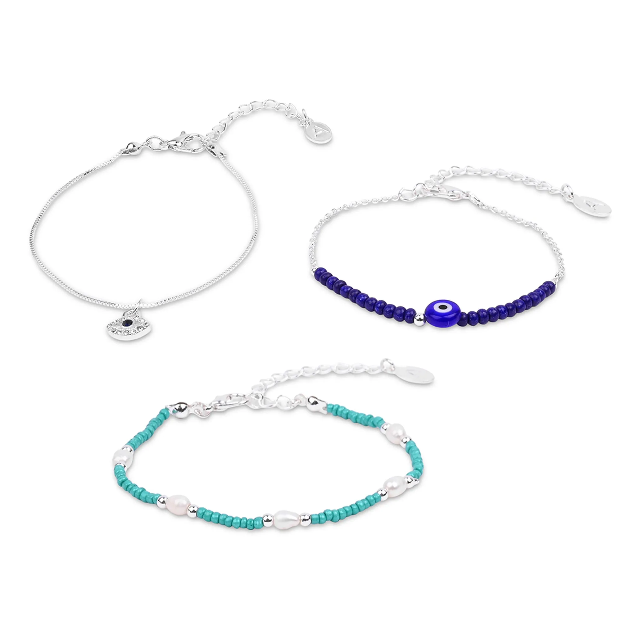 Accessorize London Women's Gold Beaded Evil Eye Bracelet Pack Of 3