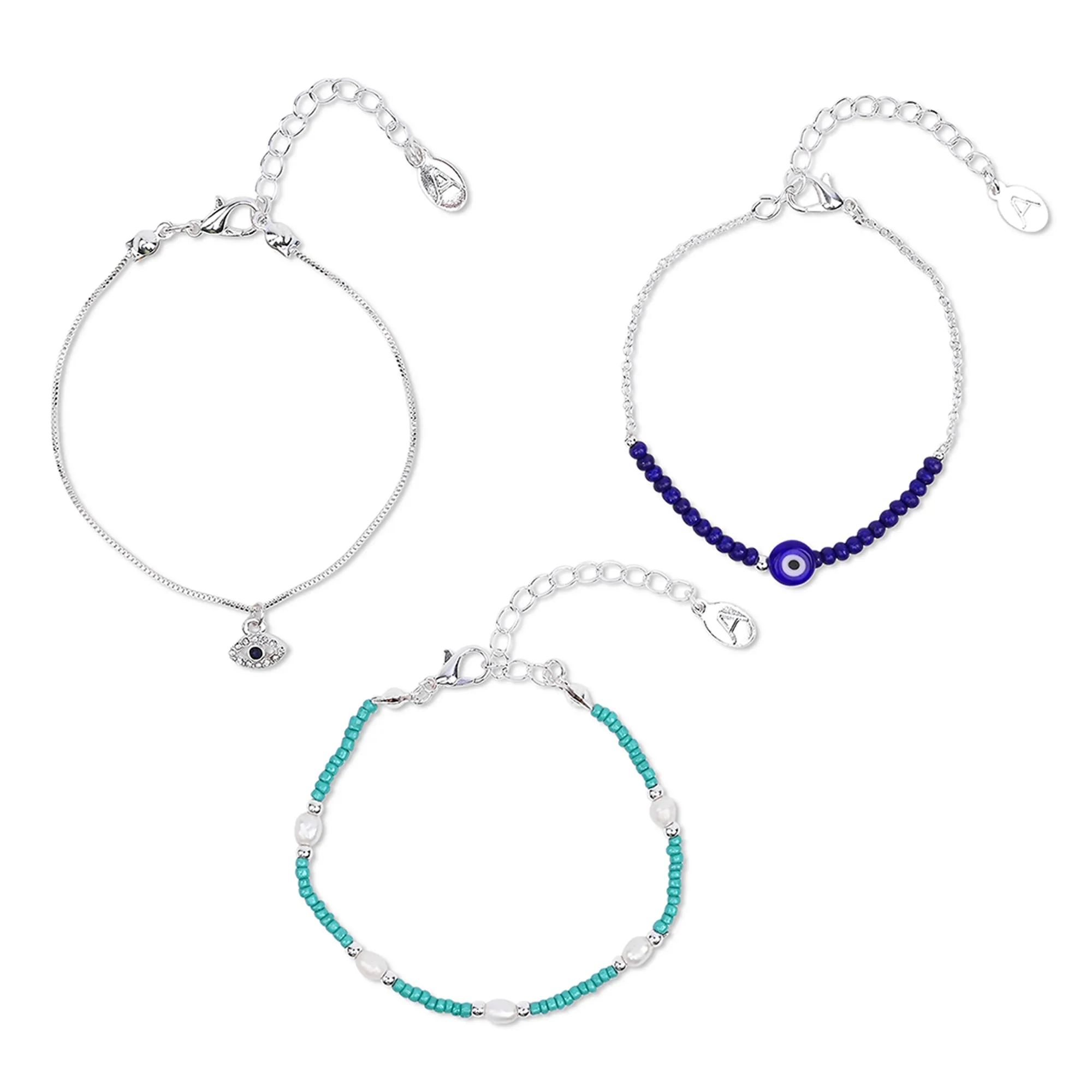 Accessorize London Women's Gold Beaded Evil Eye Bracelet Pack Of 3