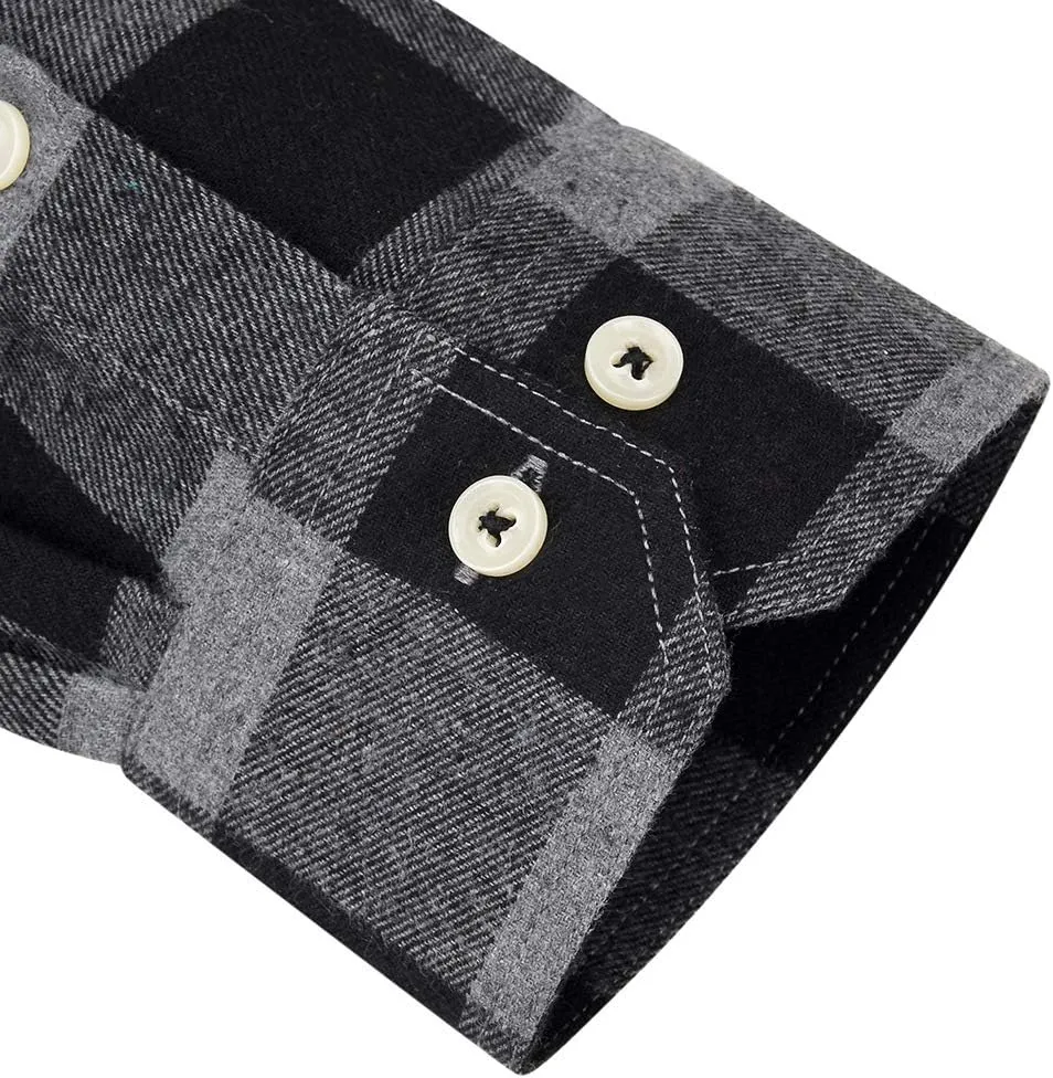 Alimens & Gentle Men's Button Down Regular Fit Long Sleeve Plaid Flannel Casual Shirts