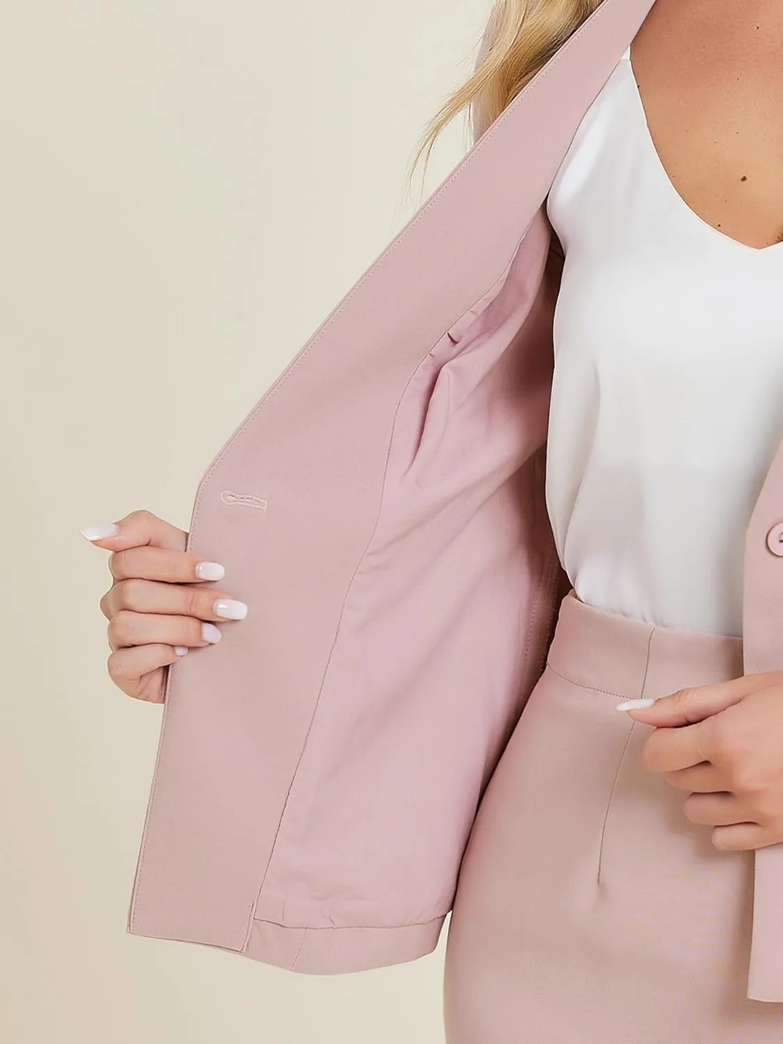 Allegra K Business Skirt Suit Set for Women's 2 Piece Office Work Outfit Collarless Blazer Pencil Skirt