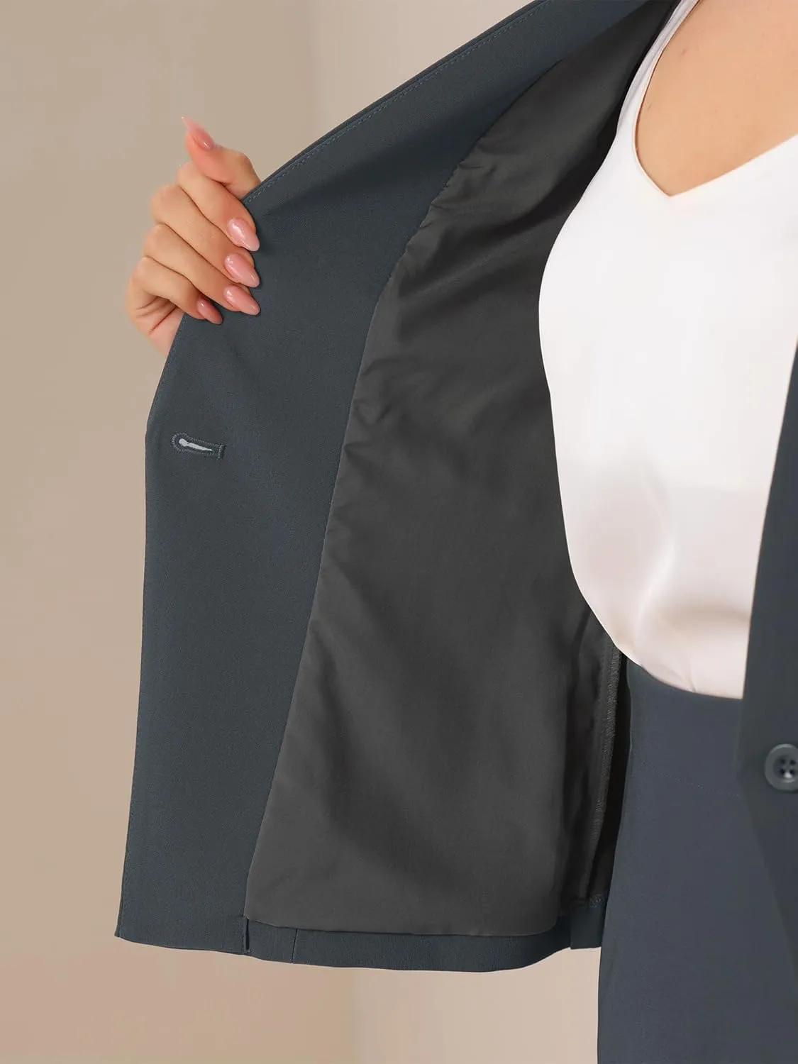 Allegra K Business Skirt Suit Set for Women's 2 Piece Office Work Outfit Collarless Blazer Pencil Skirt