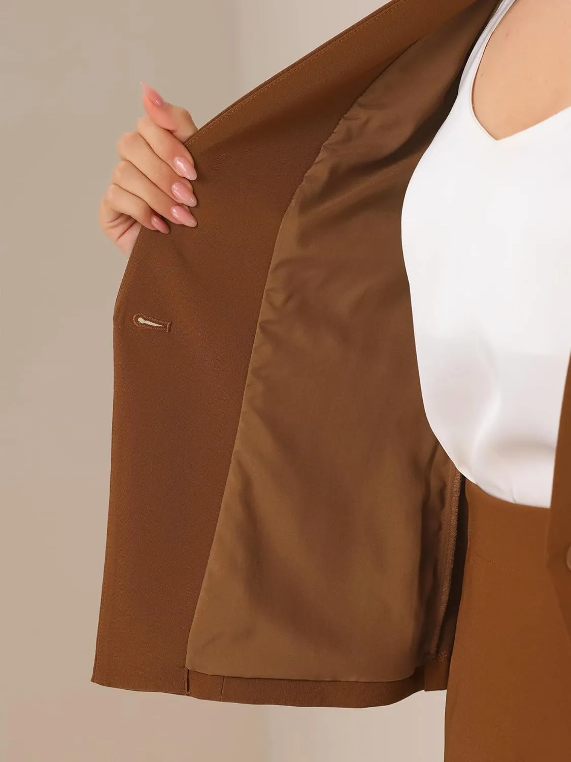 Allegra K Business Skirt Suit Set for Women's 2 Piece Office Work Outfit Collarless Blazer Pencil Skirt