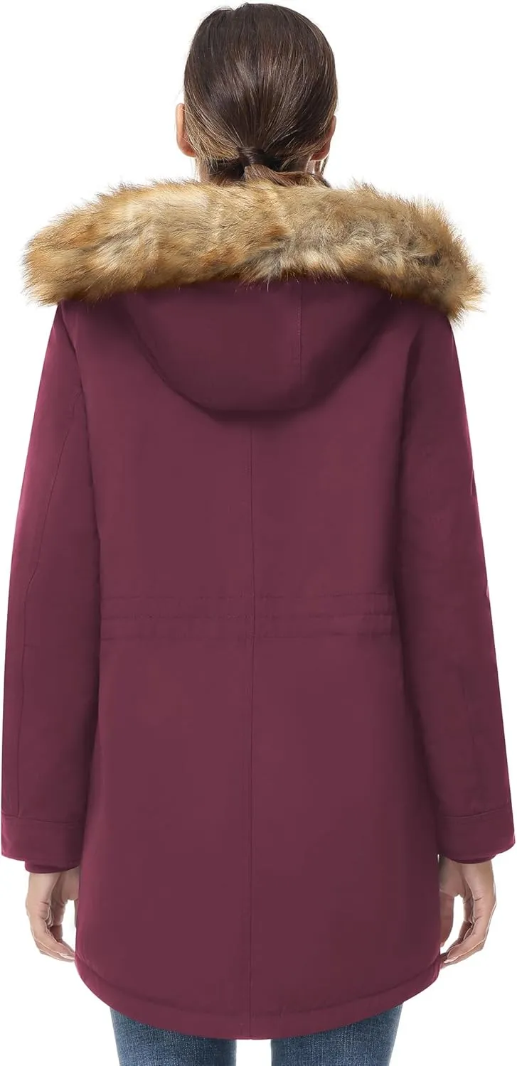 ANOTHER CHOICE Women's Hooded Winter Coat Waterproof Parka Jacket Warm Sherpa FLeece Lined Winter Parka Coat