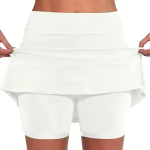 Athletic Skorts for Woman Elastic & Drawstring Tennis/Golf Skirts with Pockets Hight Waist Solid Yoga Shorts 2025