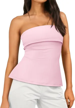 AUTOMET Going Out Tube Tops for Women 2025 Trendy Summer Off Shoulder Backless Cute Work Shirts Vacation Top Y2k Outfits