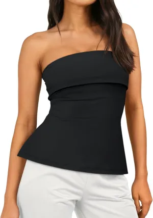 AUTOMET Going Out Tube Tops for Women 2025 Trendy Summer Off Shoulder Backless Cute Work Shirts Vacation Top Y2k Outfits