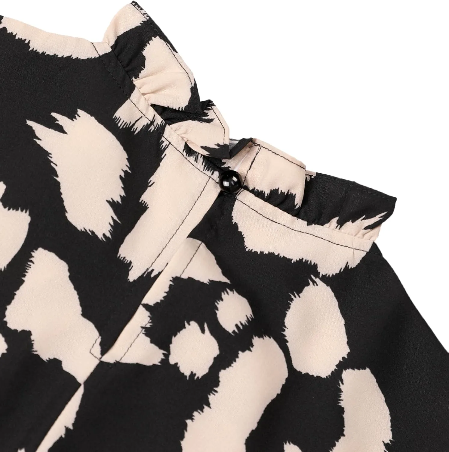 Avanova Women Polka Dot Long Sleeve Blouse Shirts Work Mock Neck Ruffle Top