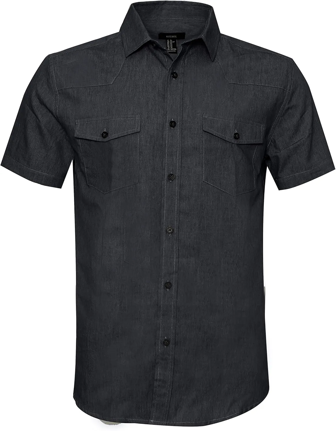 AVANZADA Mens Short Sleeve Button Down Denim Shirt Western Work Casual Shirts for Men