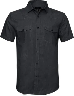 AVANZADA Mens Short Sleeve Button Down Denim Shirt Western Work Casual Shirts for Men