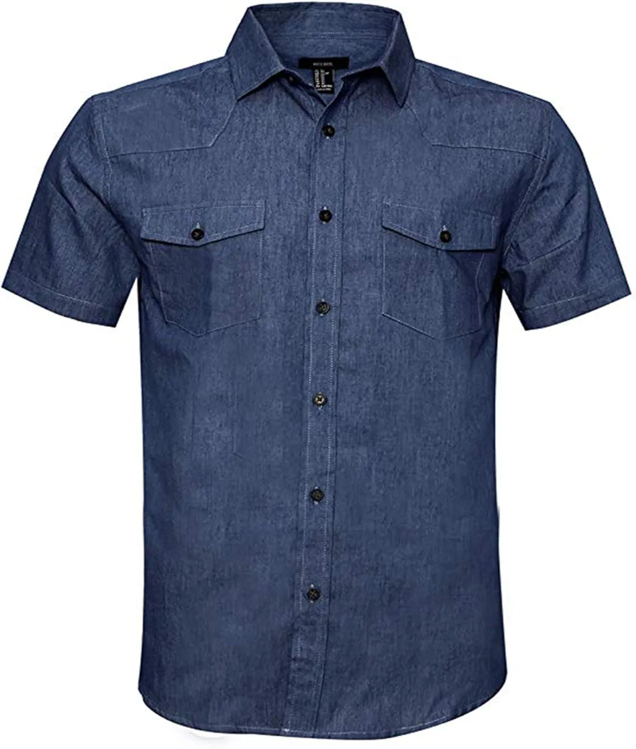 AVANZADA Mens Short Sleeve Button Down Denim Shirt Western Work Casual Shirts for Men