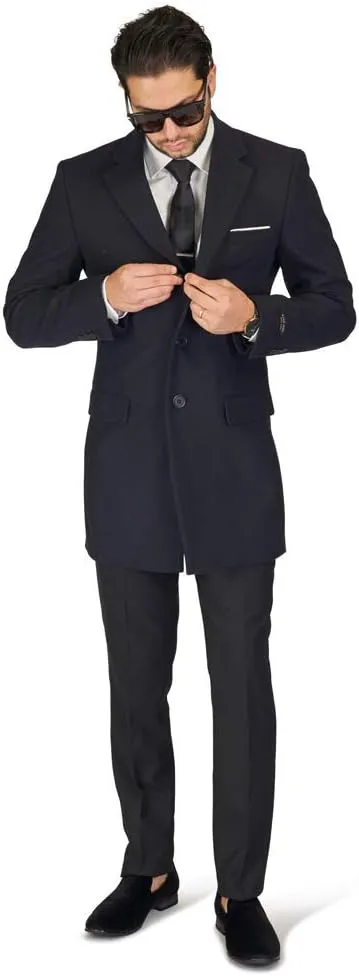 AZAR MAN Slim Fit Wool Overcoat 3 Button Closure Classic Notched Lapel Top Trench Long Walker Pea Coat Single Breast