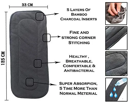 Babymoon 1 Cloth Diaper with 2 5Layers Grey Insert Premium Adjustable Reusable Cloth Diaper (Pink Circular)