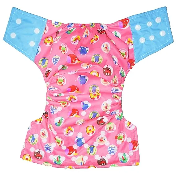 Babymoon 1 Cloth Diaper with 2 5Layers Grey Insert Premium Adjustable Reusable Cloth Diaper (Pink Circular)