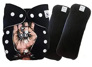 Babymoon 1 Cloth Diaper with 2 5Layers Grey Insert Premium Adjustable Reusable Cloth Diaper (Skull Black)