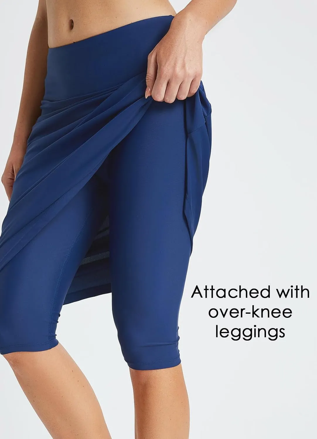 baleaf Women's 28" Midi Length Long Swim Skirts with Legging Modest High Waisted Tankini Skirt Bottom UPF 50 