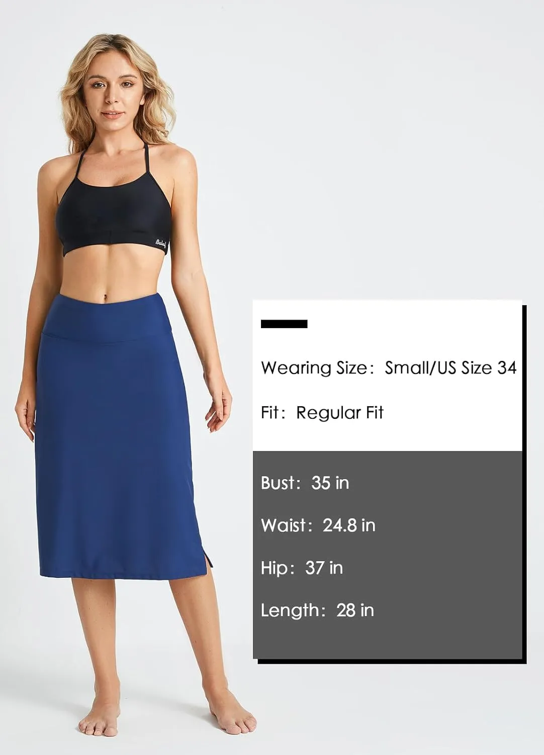 baleaf Women's 28" Midi Length Long Swim Skirts with Legging Modest High Waisted Tankini Skirt Bottom UPF 50 