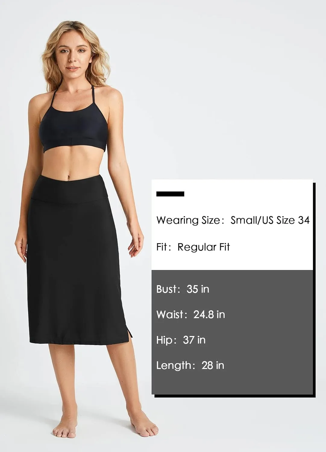 baleaf Women's 28" Midi Length Long Swim Skirts with Legging Modest High Waisted Tankini Skirt Bottom UPF 50 