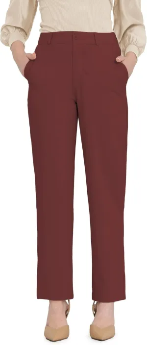 Bamans Dress Pants Women Work Business Pants Tummy Control Office Straight Leg Trousers High Waisted Ladies Slacks