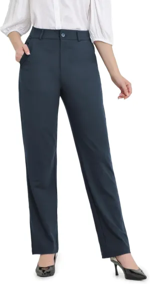Bamans Dress Pants Women Work Business Pants Tummy Control Office Straight Leg Trousers High Waisted Ladies Slacks
