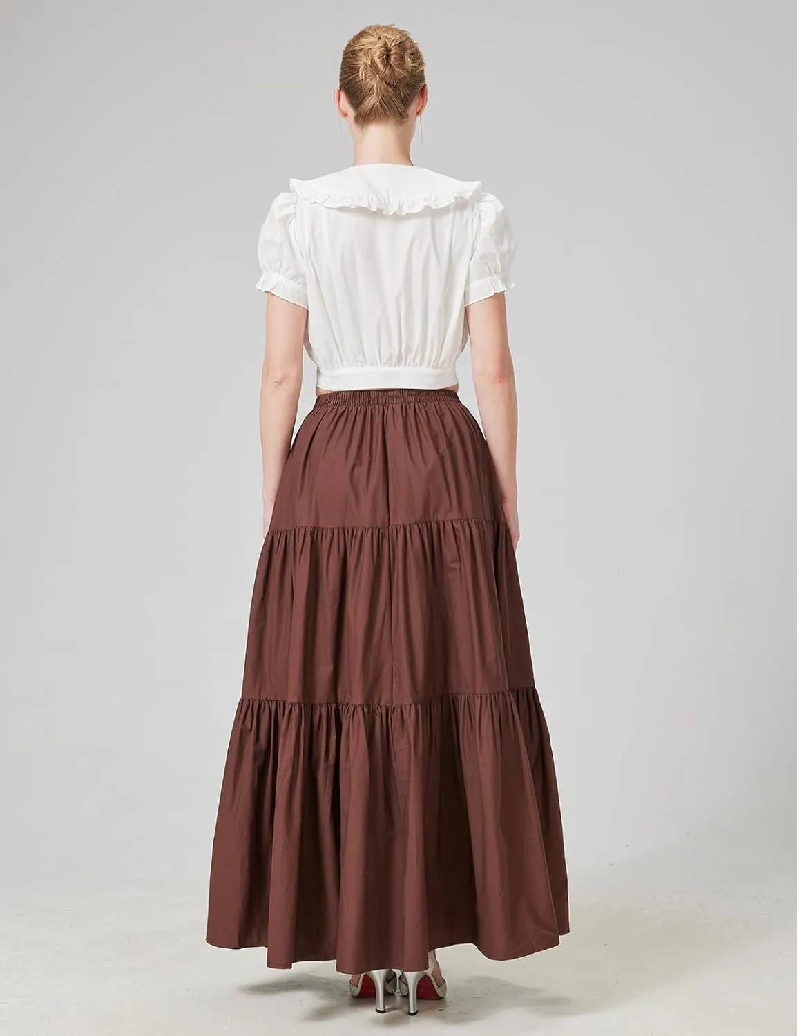 BEAUTELICATE 100% Cotton Victorian Maxi Skirt Women Gypsy Medieval Renaissance Boho Skirt Full Length