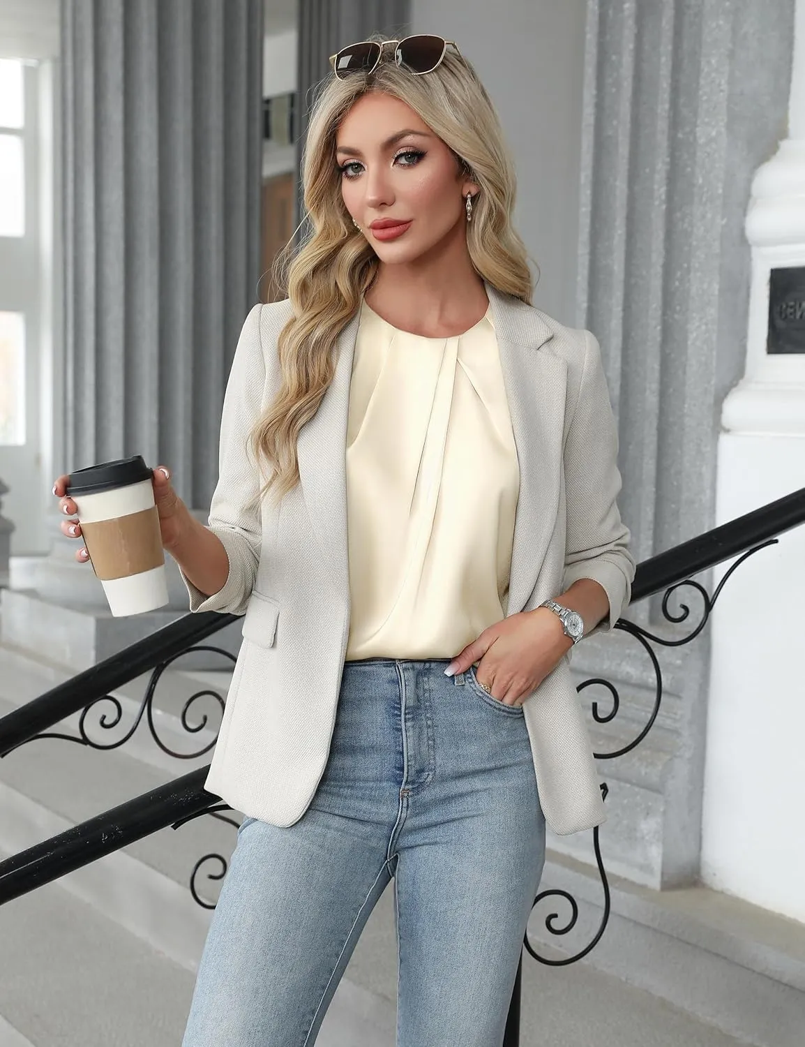 Blooming Jelly Womens Summer Tank Tops Business Casual Outfits Satin Blouse Dressy Work Shirts Spring Clothes