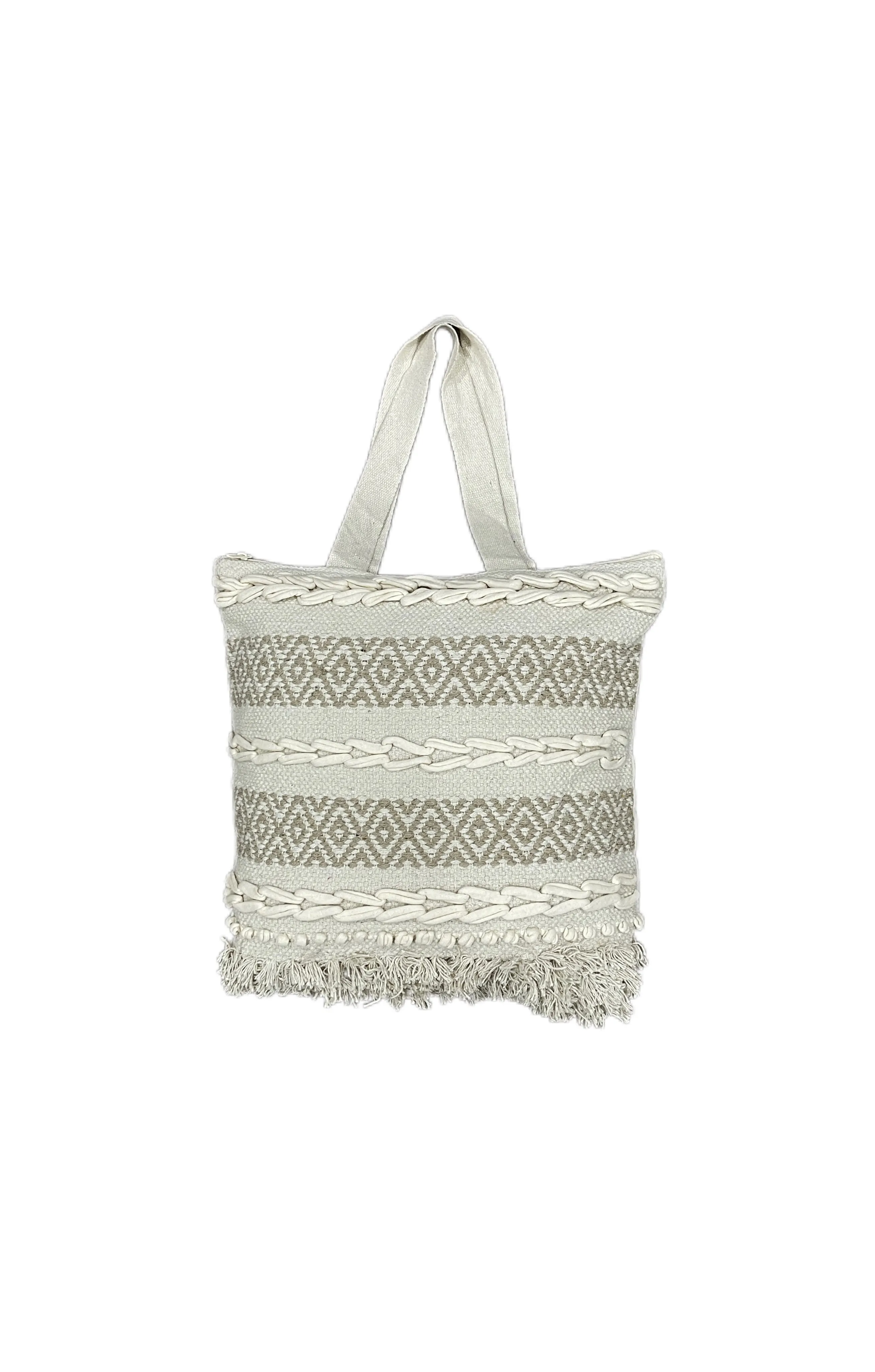 Boho Dune Cotton Handmade Tufted Beach Tote Bag
