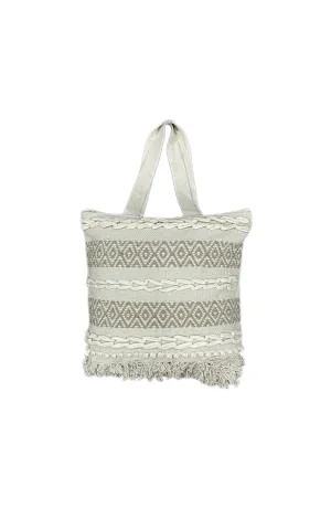 Boho Dune Cotton Handmade Tufted Beach Tote Bag