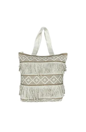 Boho Serenity Cotton Handmade Tufted Beach Tote Bag