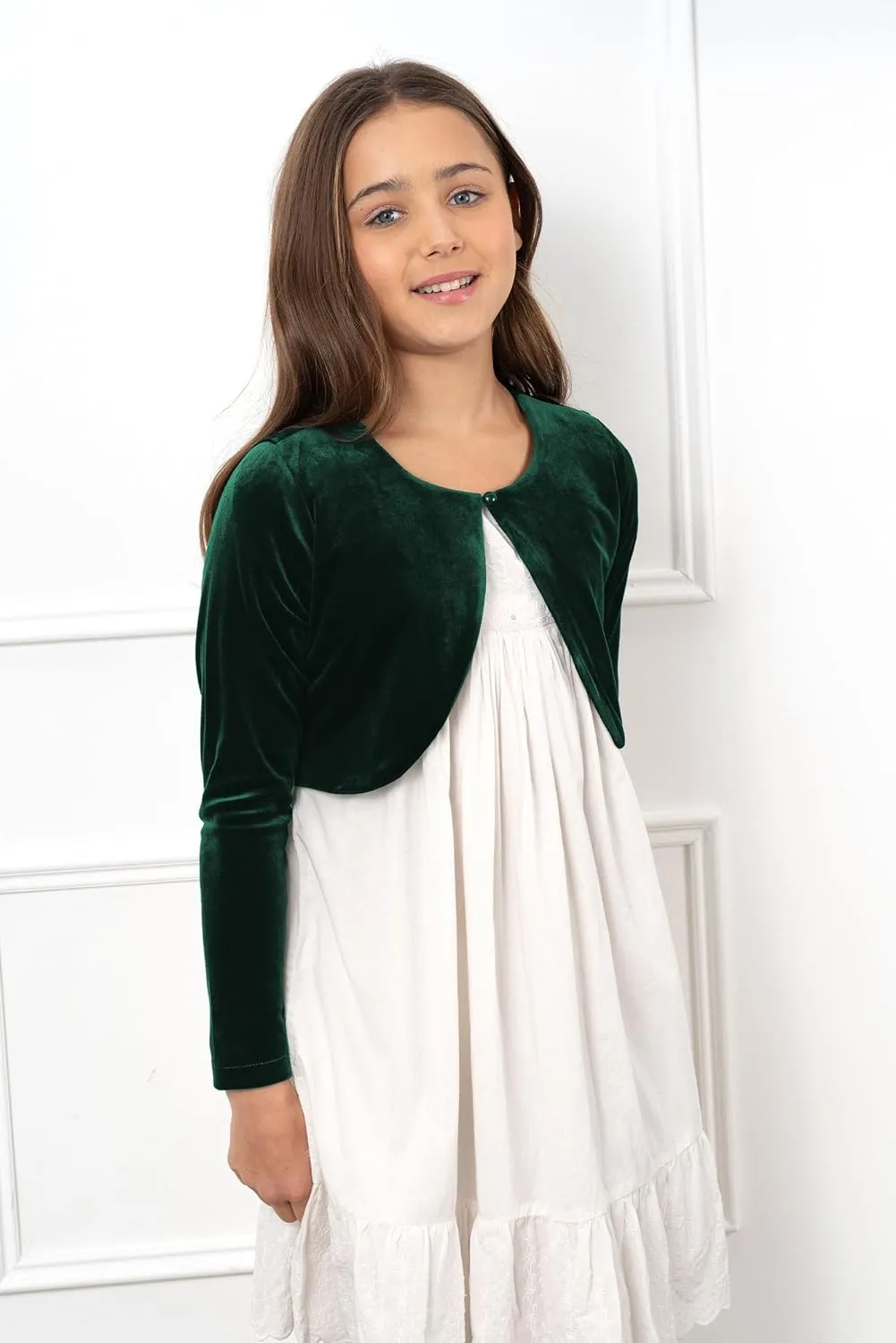 BOLEROSE Girls Long Sleeve Velvet Childrens Kids Sweater Bolero Shrug