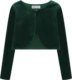BOLEROSE Girls Long Sleeve Velvet Childrens Kids Sweater Bolero Shrug
