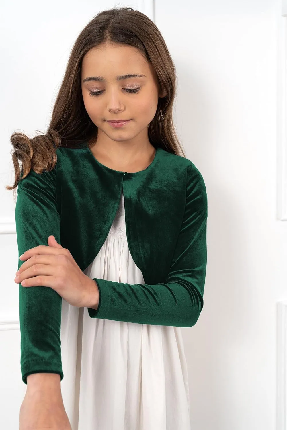 BOLEROSE Girls Long Sleeve Velvet Childrens Kids Sweater Bolero Shrug