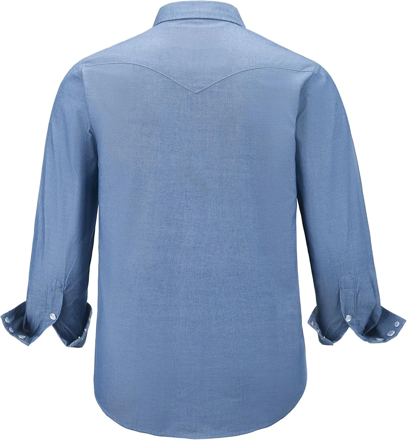 COEVALS CLUB Men's Denim Western Cowboy Pearl Snap Casual Button Down Up Dress Long Sleeve Soild Work Shirts