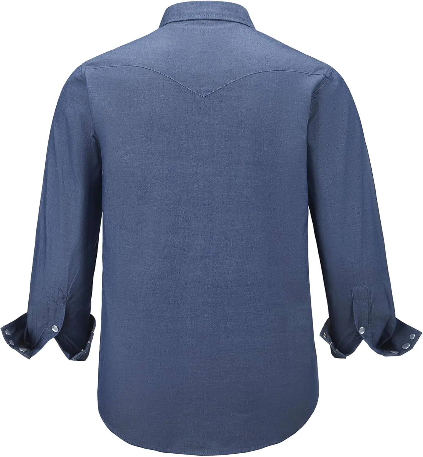 COEVALS CLUB Men's Denim Western Cowboy Pearl Snap Casual Button Down Up Dress Long Sleeve Soild Work Shirts