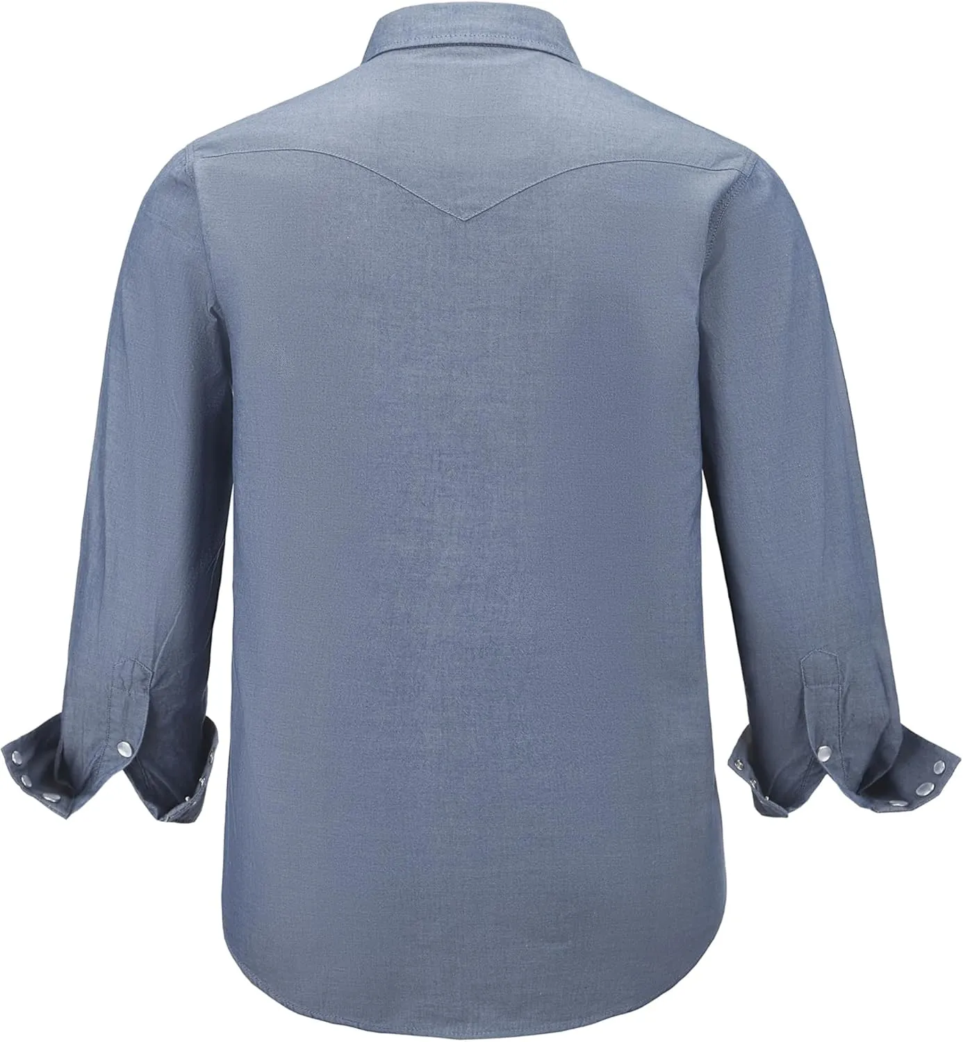 COEVALS CLUB Men's Denim Western Cowboy Pearl Snap Casual Button Down Up Dress Long Sleeve Soild Work Shirts