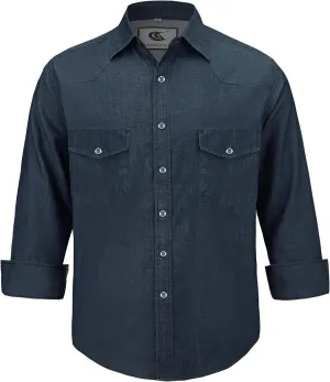 COEVALS CLUB Men's Denim Western Cowboy Pearl Snap Casual Button Down Up Dress Long Sleeve Soild Work Shirts