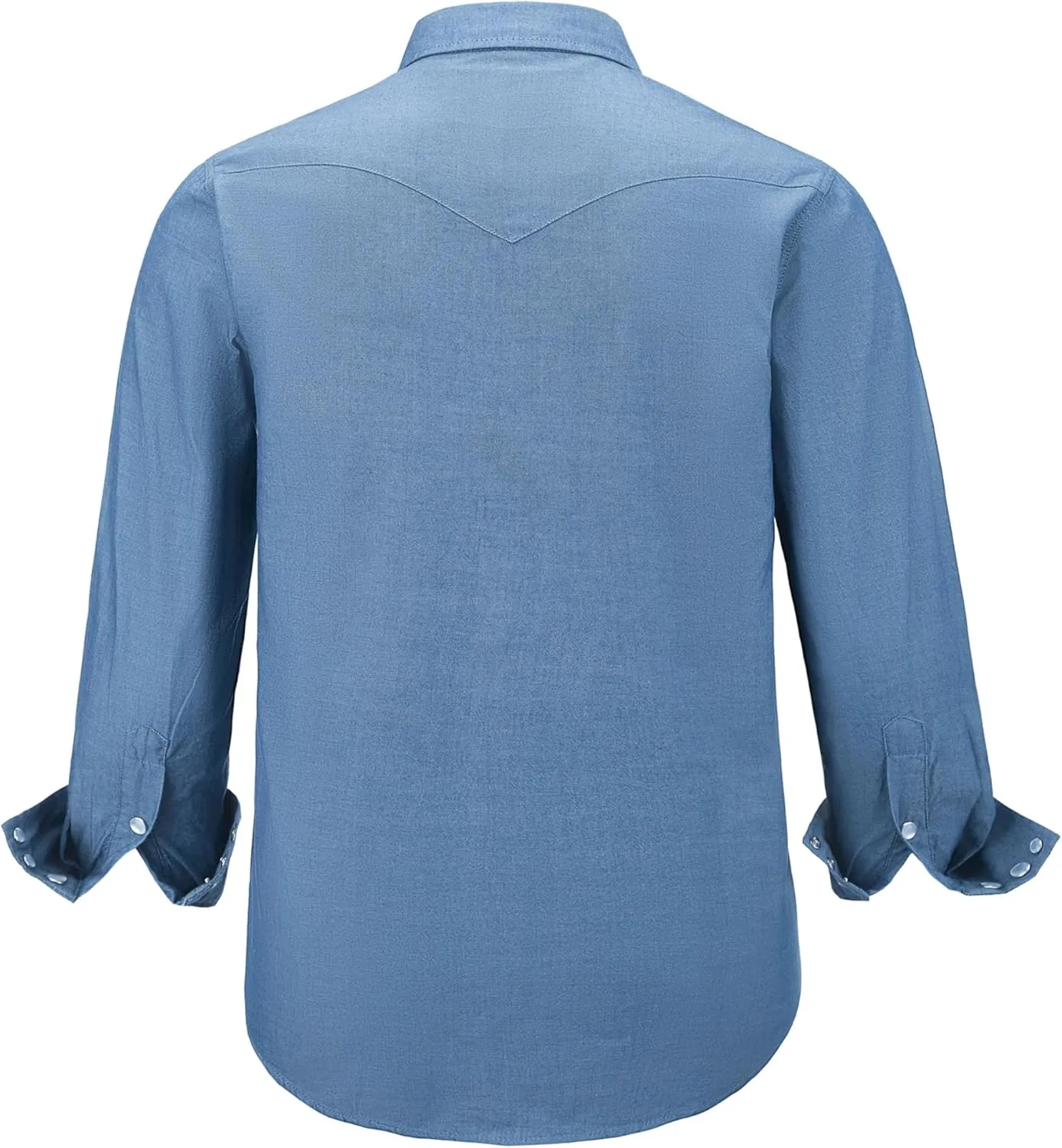 COEVALS CLUB Men's Denim Western Cowboy Pearl Snap Casual Button Down Up Dress Long Sleeve Soild Work Shirts