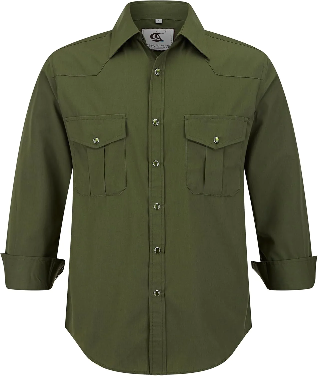 COEVALS CLUB Men's Western Cowboy Long Sleeve Pearl Snap Casual Work Shirts