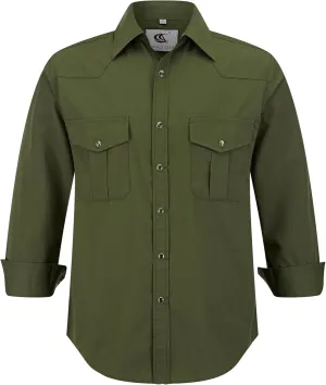 COEVALS CLUB Men's Western Cowboy Long Sleeve Pearl Snap Casual Work Shirts