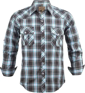 COEVALS CLUB Men's Western Cowboy Long Sleeve Pearl Snap Casual Work Shirts