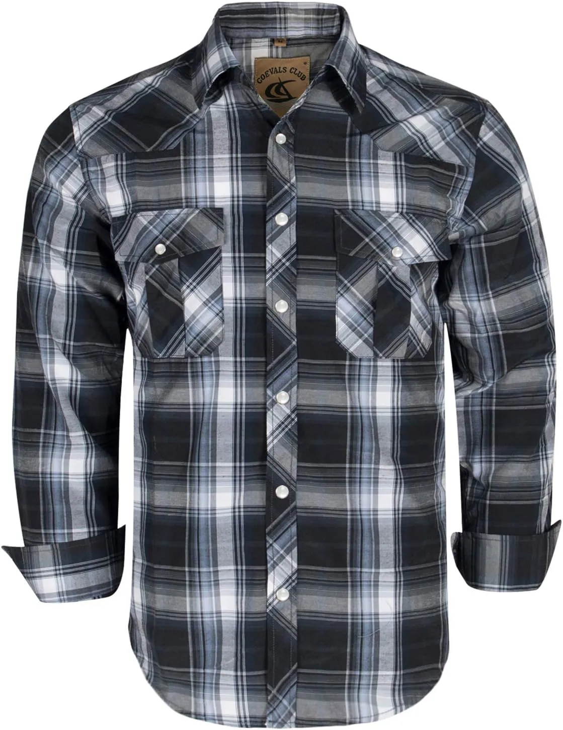 COEVALS CLUB Men's Western Cowboy Long Sleeve Pearl Snap Casual Work Shirts