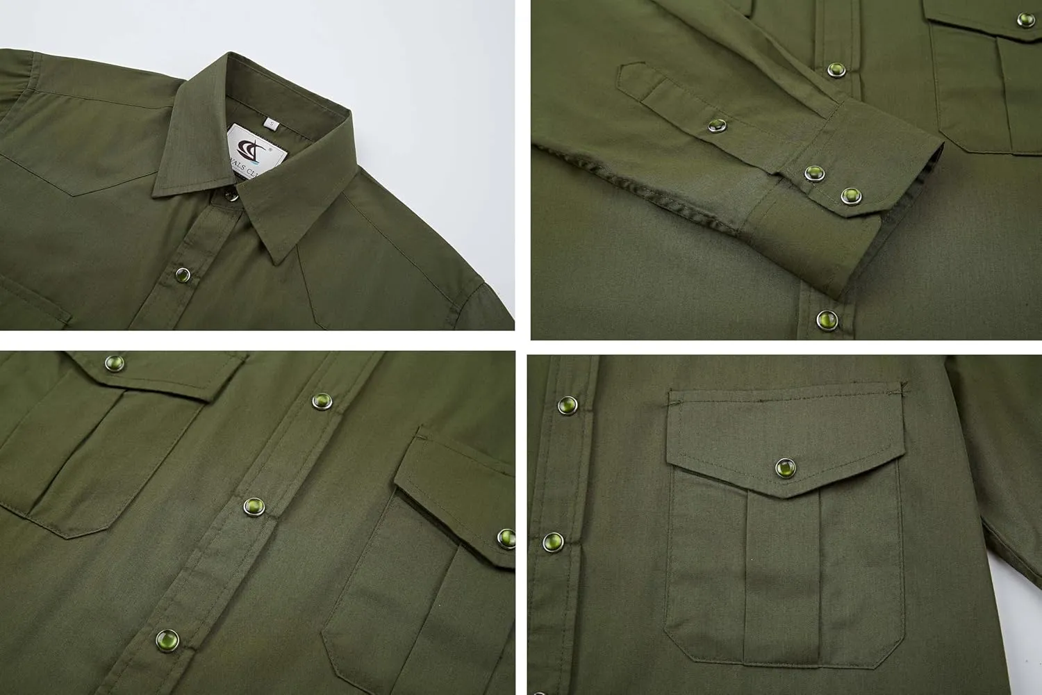 COEVALS CLUB Men's Western Cowboy Long Sleeve Pearl Snap Casual Work Shirts