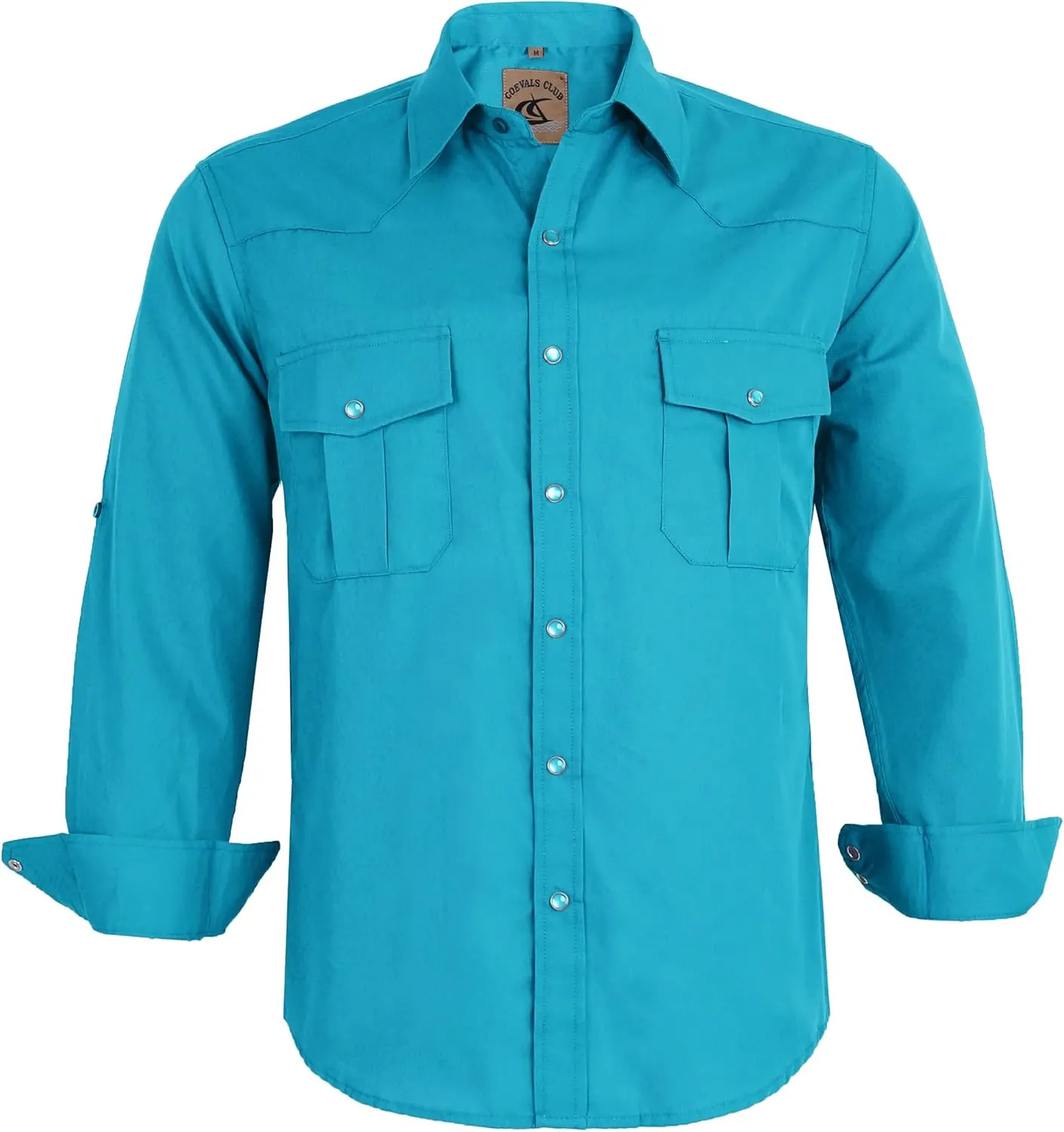 COEVALS CLUB Men's Western Cowboy Long Sleeve Pearl Snap Casual Work Shirts