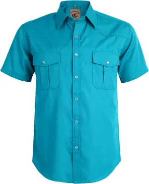 COEVALS CLUB Men's Western Cowboy Short Sleeve Pearl Snap Casual Plaid Work Shirts