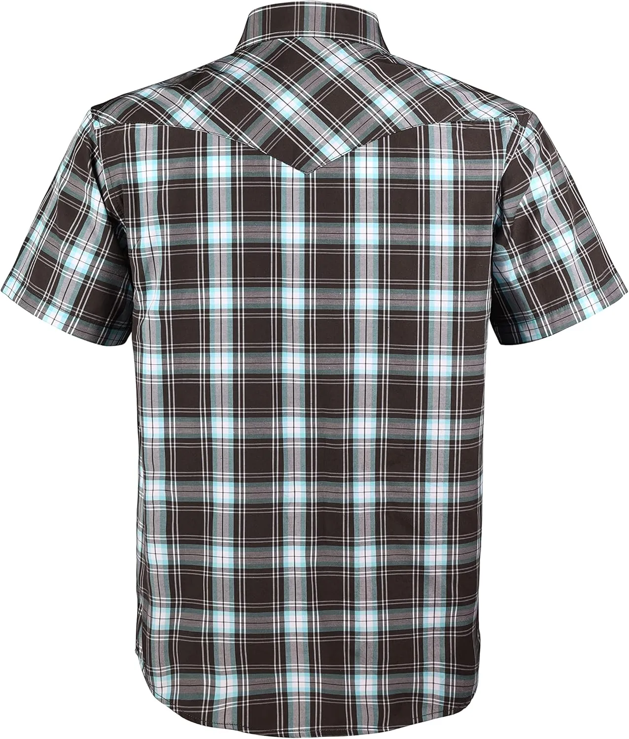COEVALS CLUB Men's Western Cowboy Short Sleeve Pearl Snap Casual Plaid Work Shirts