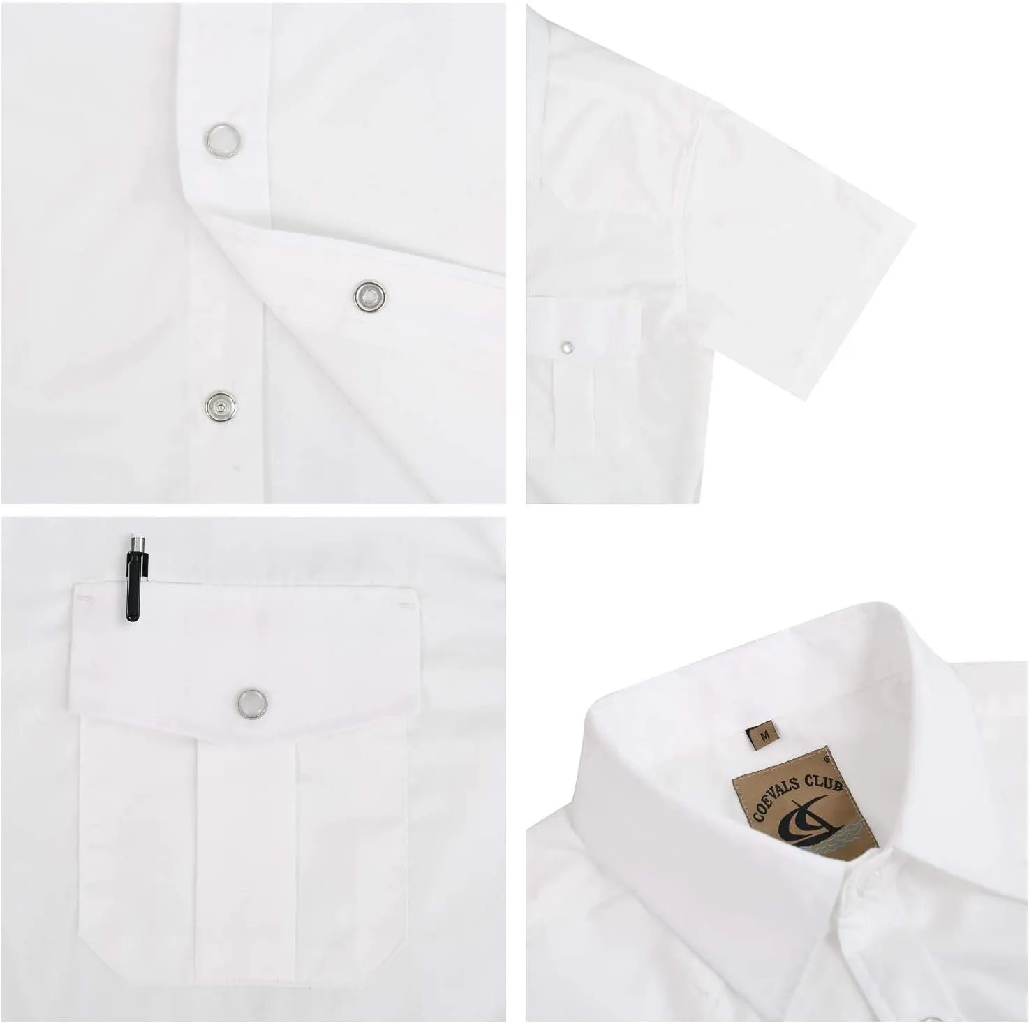 COEVALS CLUB Men's Western Cowboy Short Sleeve Pearl Snap Casual Plaid Work Shirts