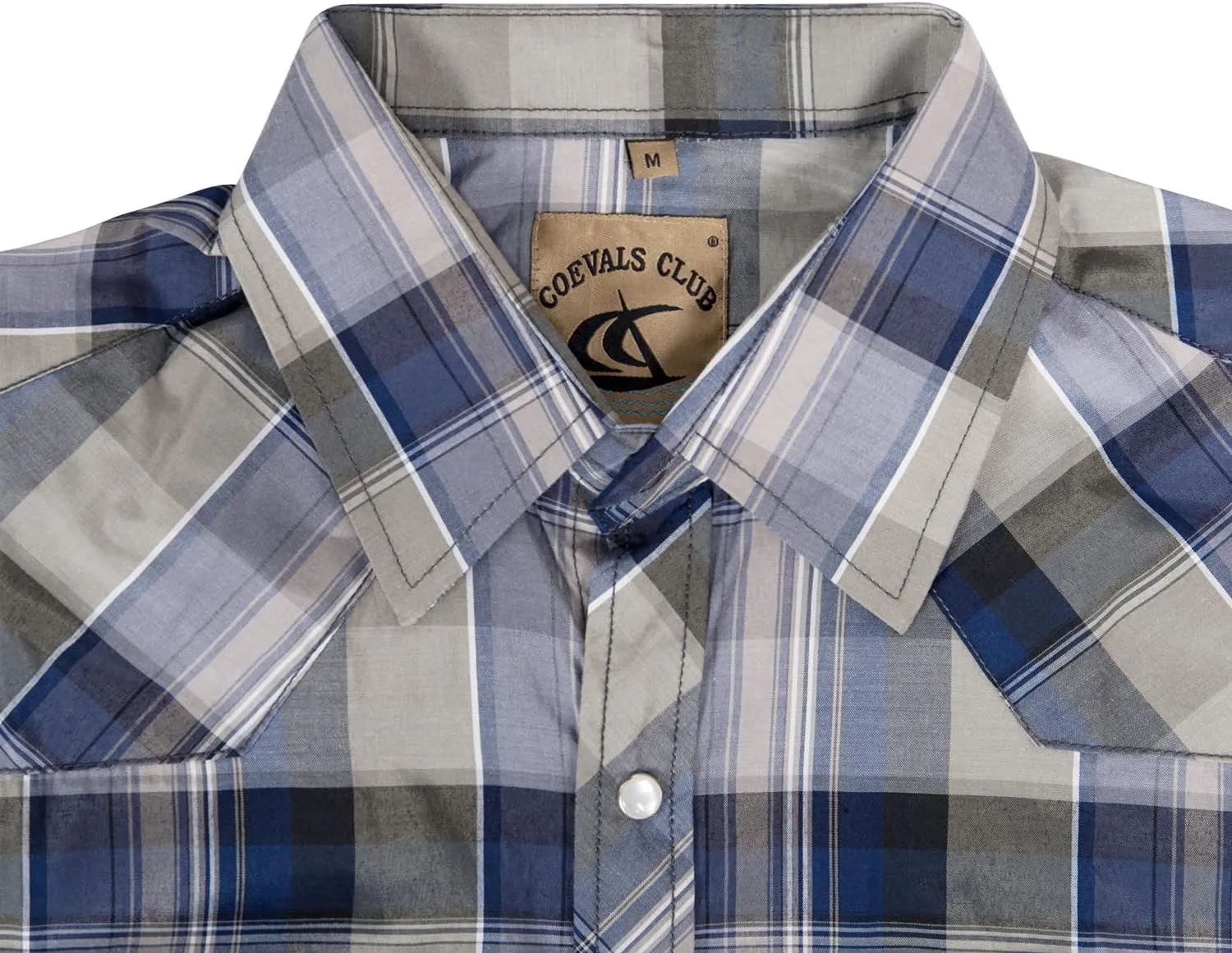 COEVALS CLUB Men's Western Pearl Snap Button Up Casual Cowboy Long Sleeve Two Pockets Work Shirts